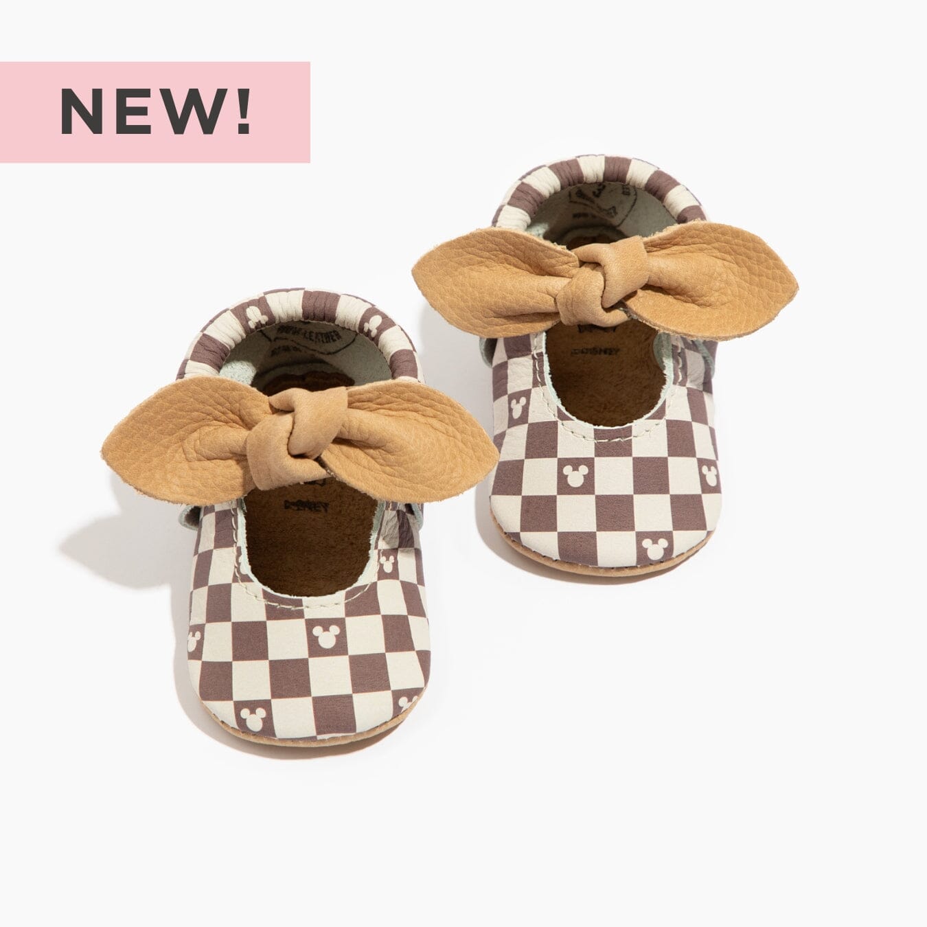 Disney Mocha Mickey Mouse Knotted Bow Baby Shoe Knotted Bow Mocc Soft Sole