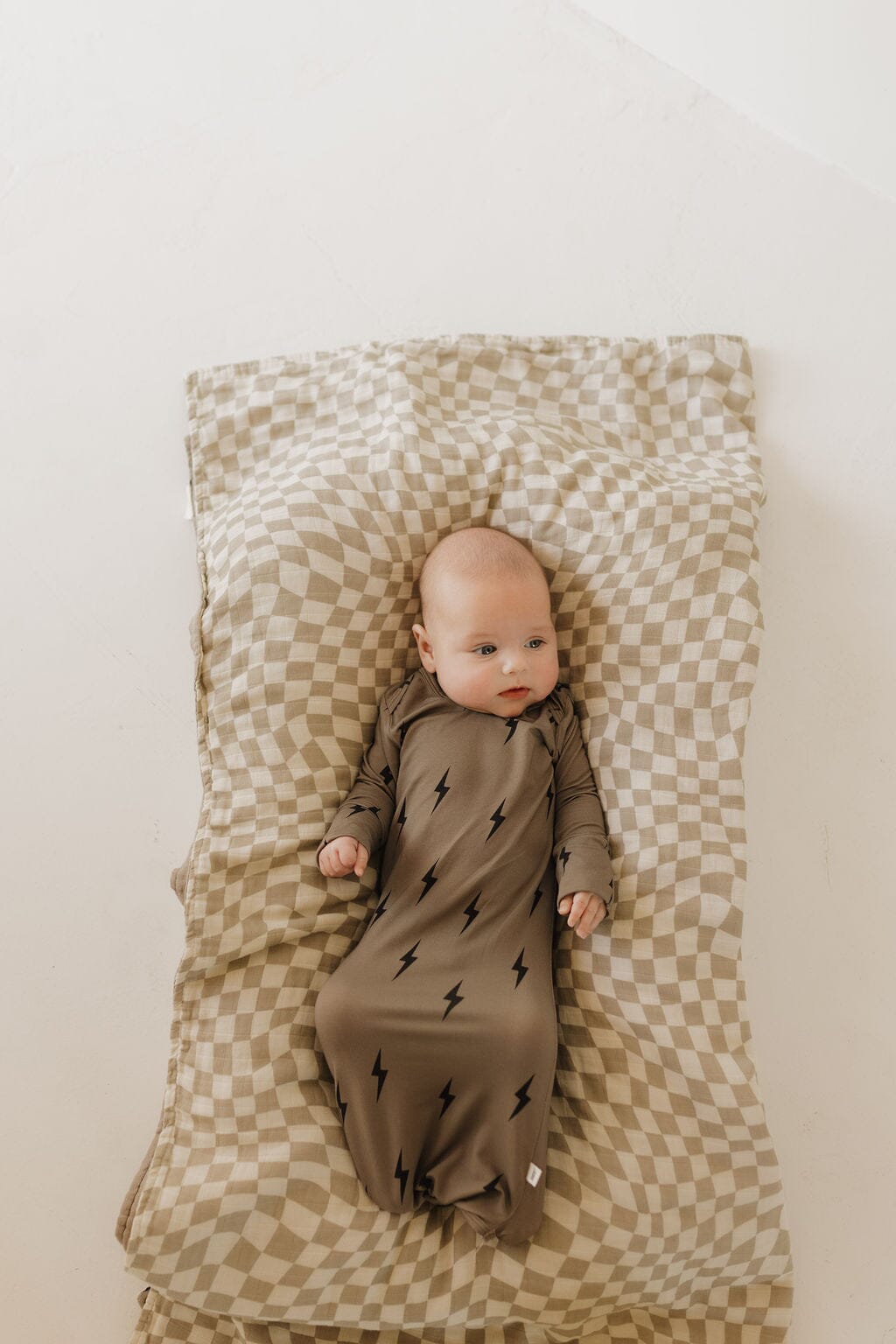 Bamboo Knotted Gown | Brown & Black Lightning Bolt Knotted Gown forever french baby