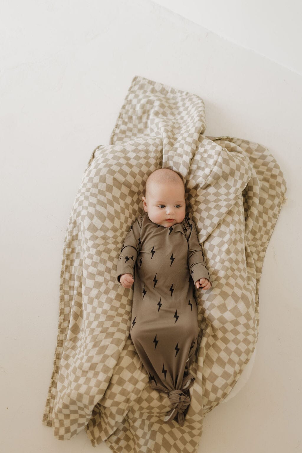 Bamboo Knotted Gown | Brown & Black Lightning Bolt Knotted Gown forever french baby