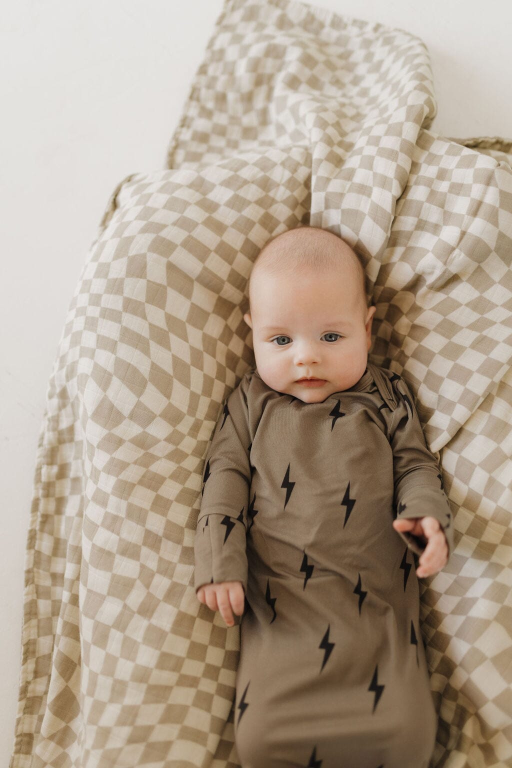 Bamboo Knotted Gown | Brown & Black Lightning Bolt Knotted Gown forever french baby