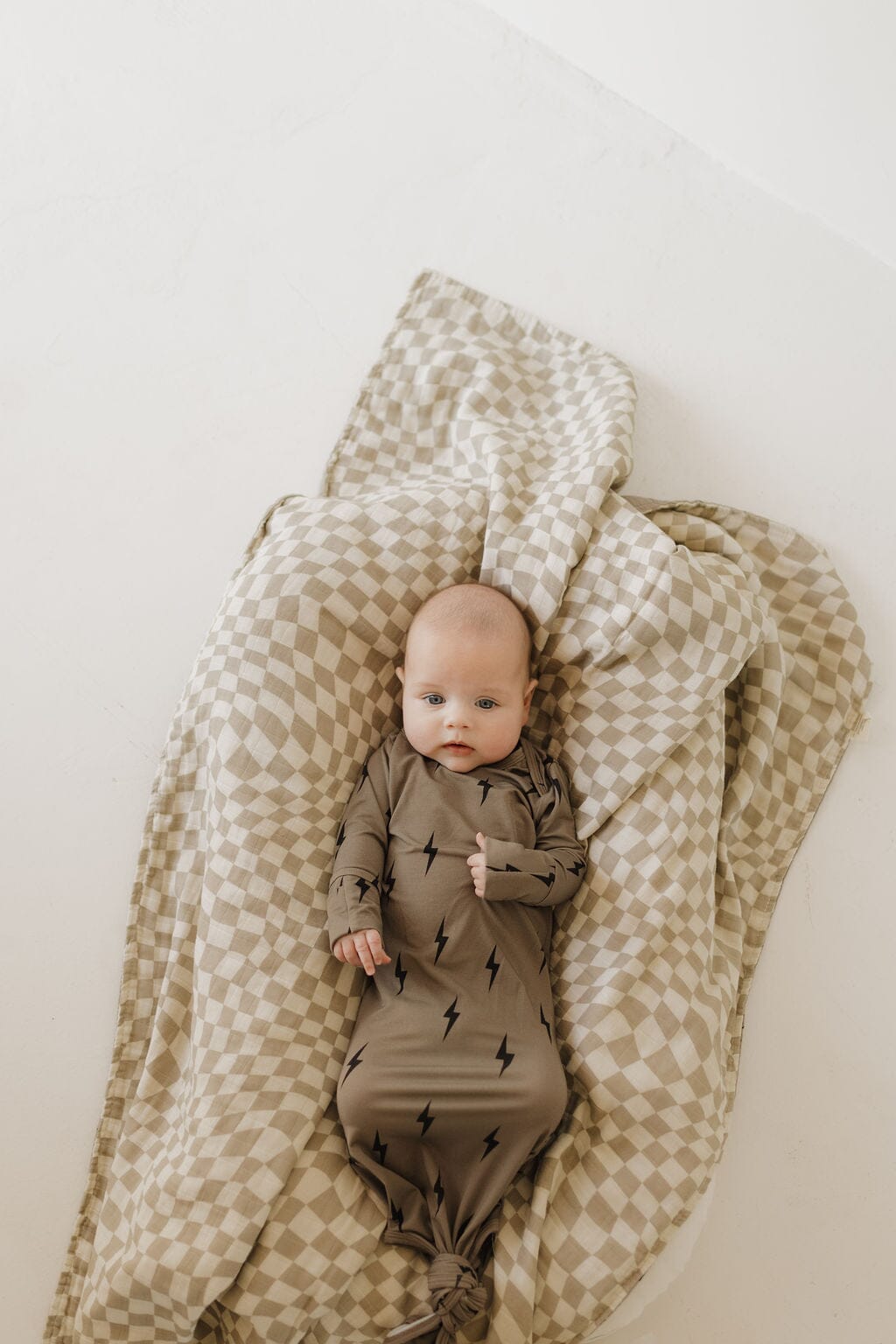 Bamboo Knotted Gown | Brown & Black Lightning Bolt Knotted Gown forever french baby