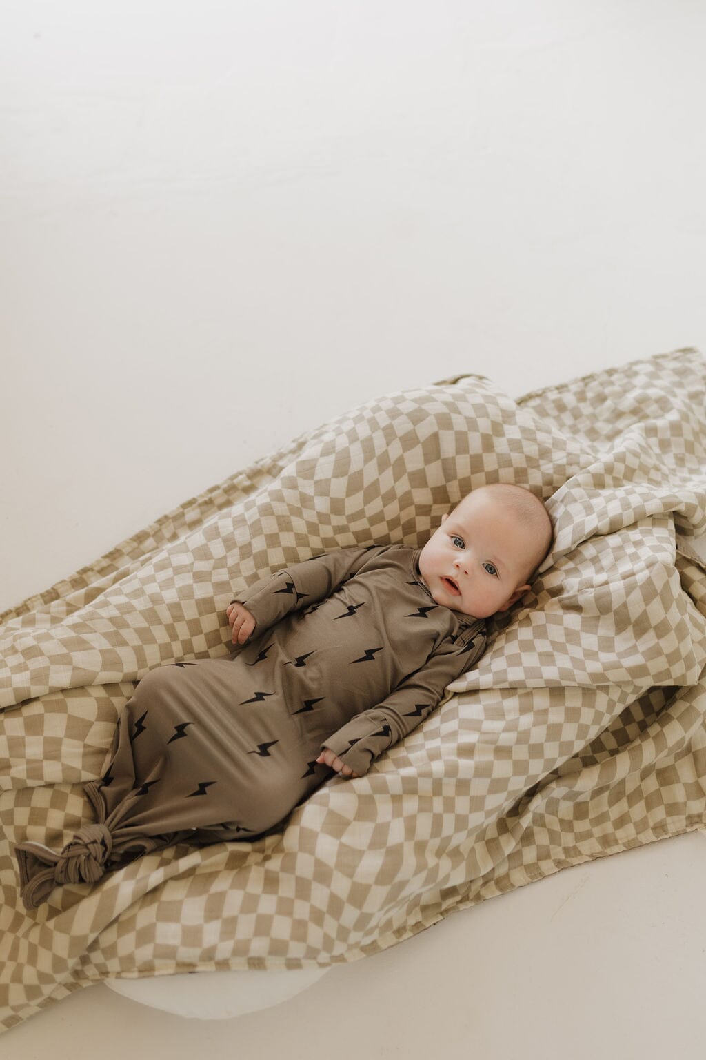 Bamboo Knotted Gown | Brown & Black Lightning Bolt Knotted Gown forever french baby