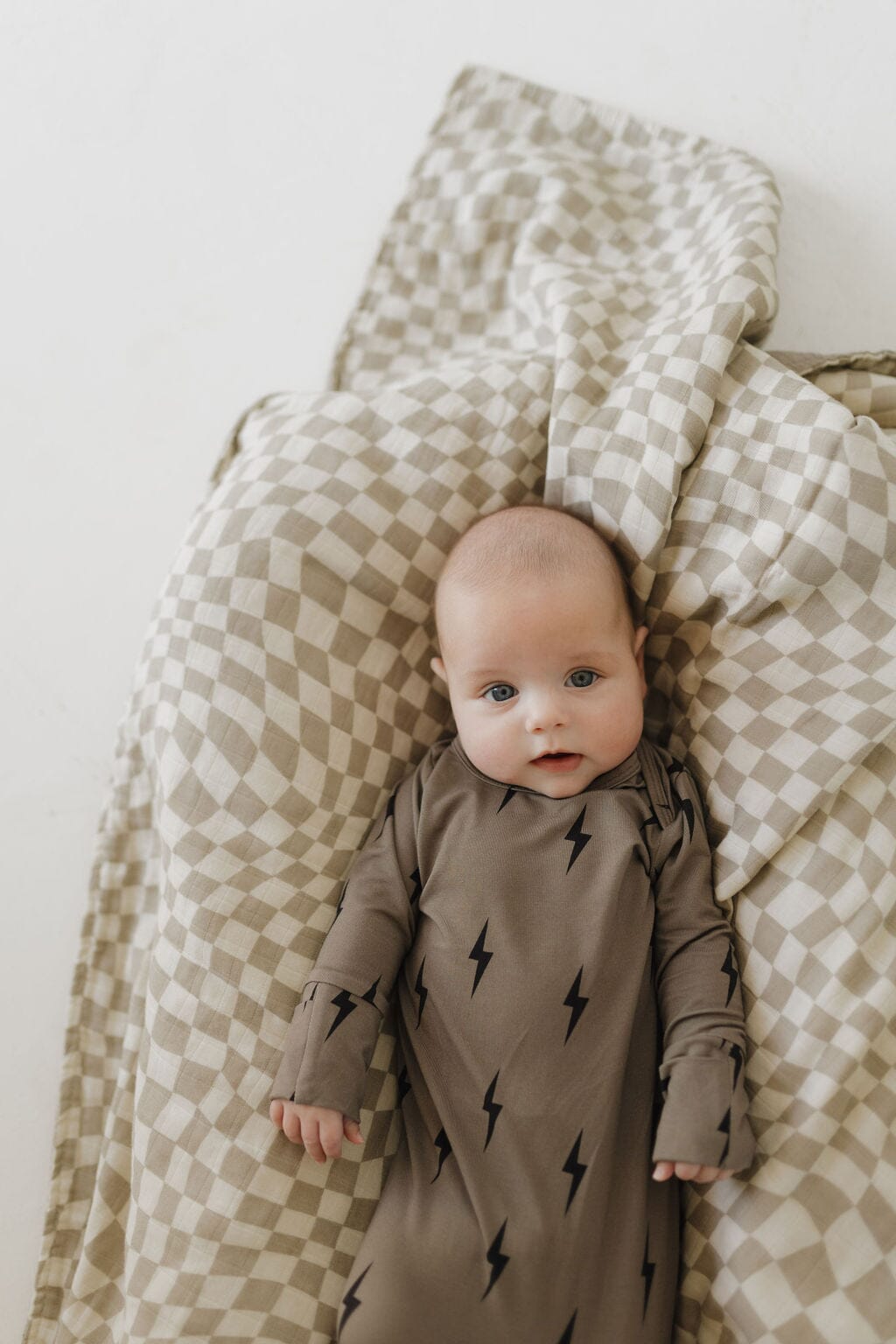Bamboo Knotted Gown | Brown & Black Lightning Bolt Knotted Gown forever french baby