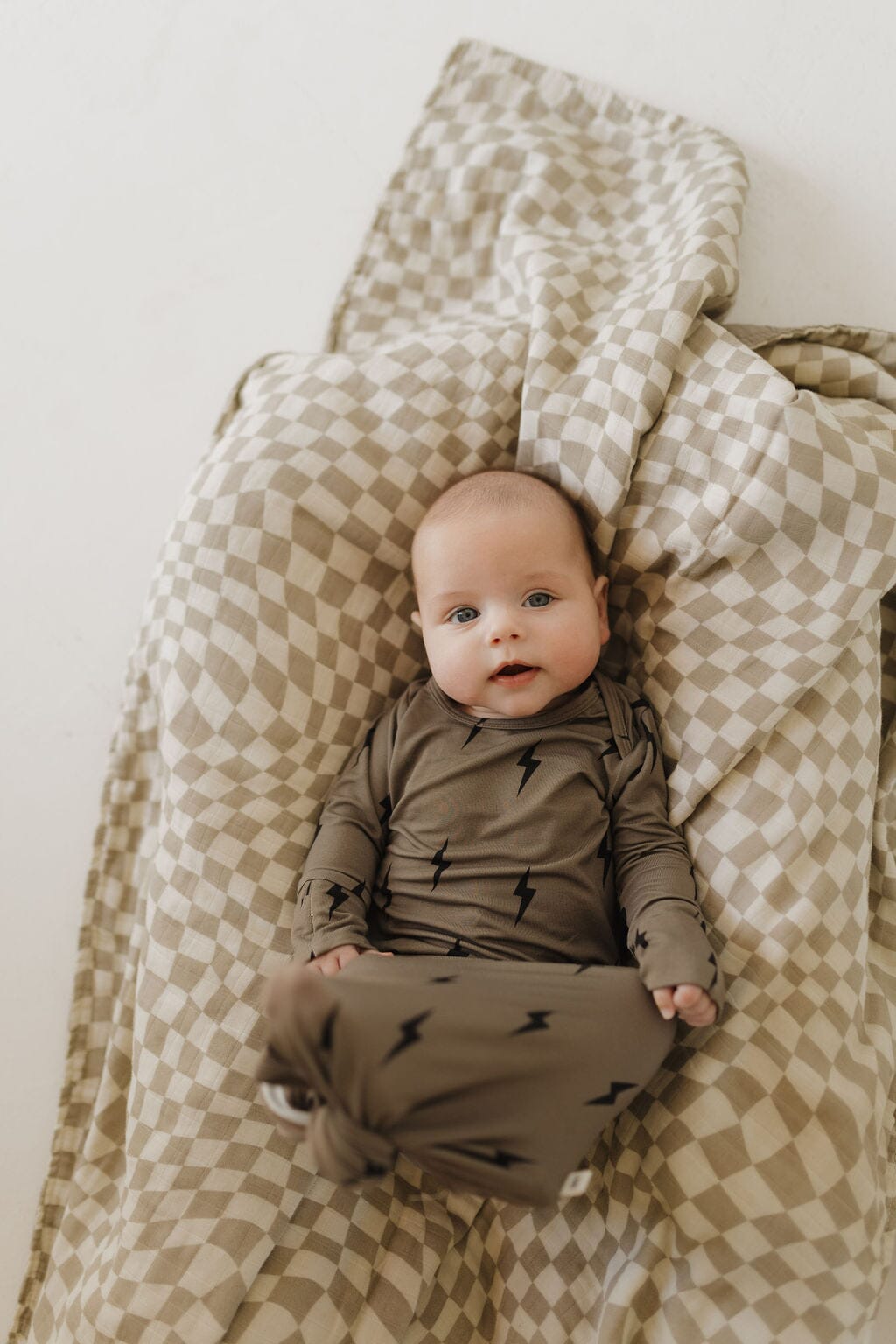 Bamboo Knotted Gown | Brown & Black Lightning Bolt Knotted Gown forever french baby