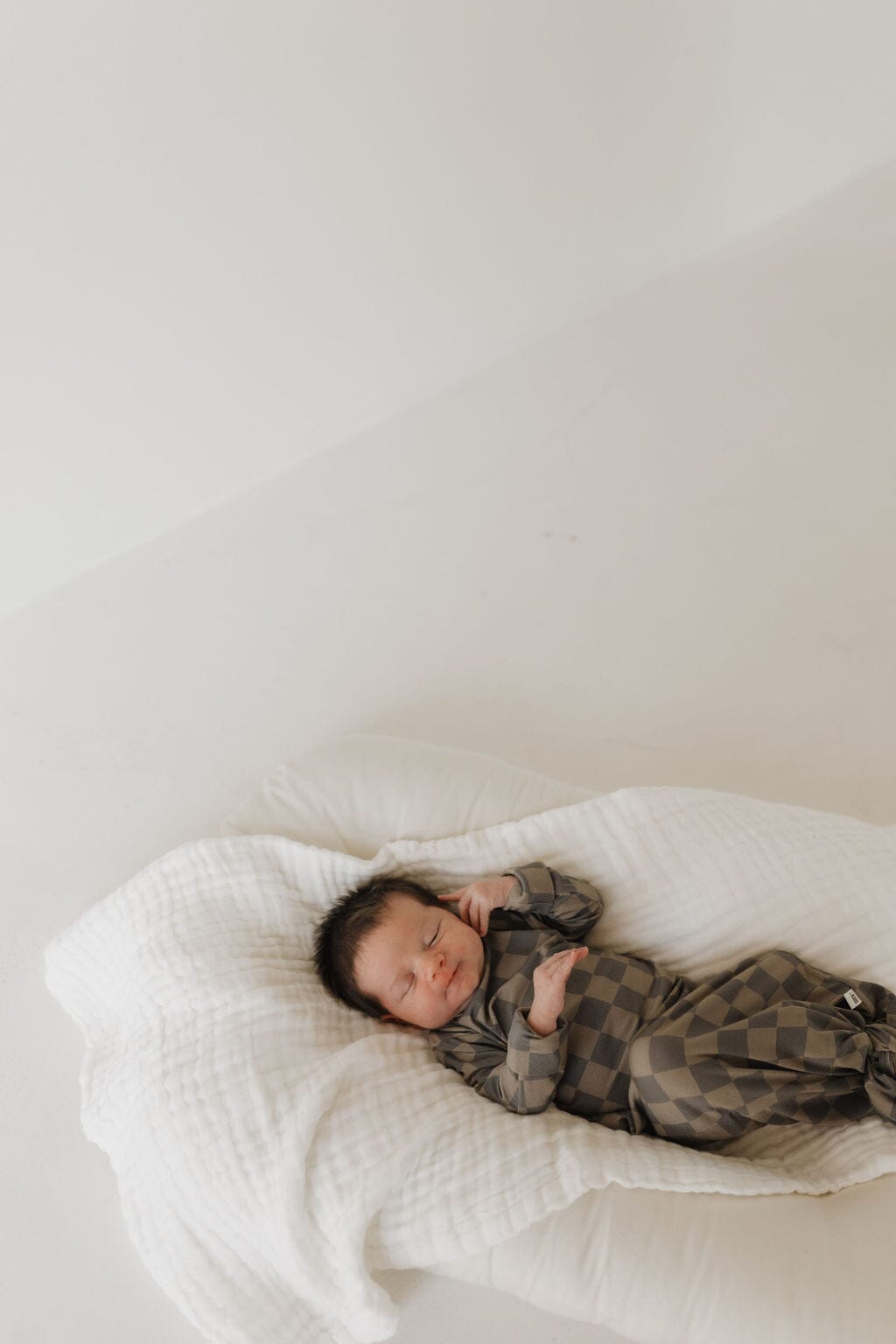 Bamboo Knotted Gown | Faded Checkerboard Knotted Gown forever french baby