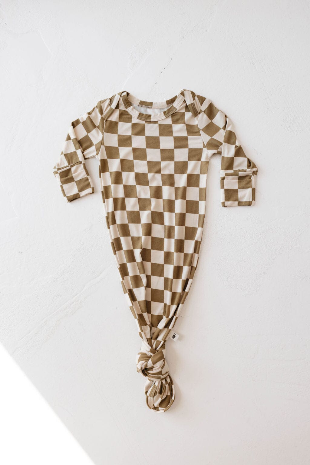 Bamboo Knotted Gown | Olive Checkerboard forever french baby
