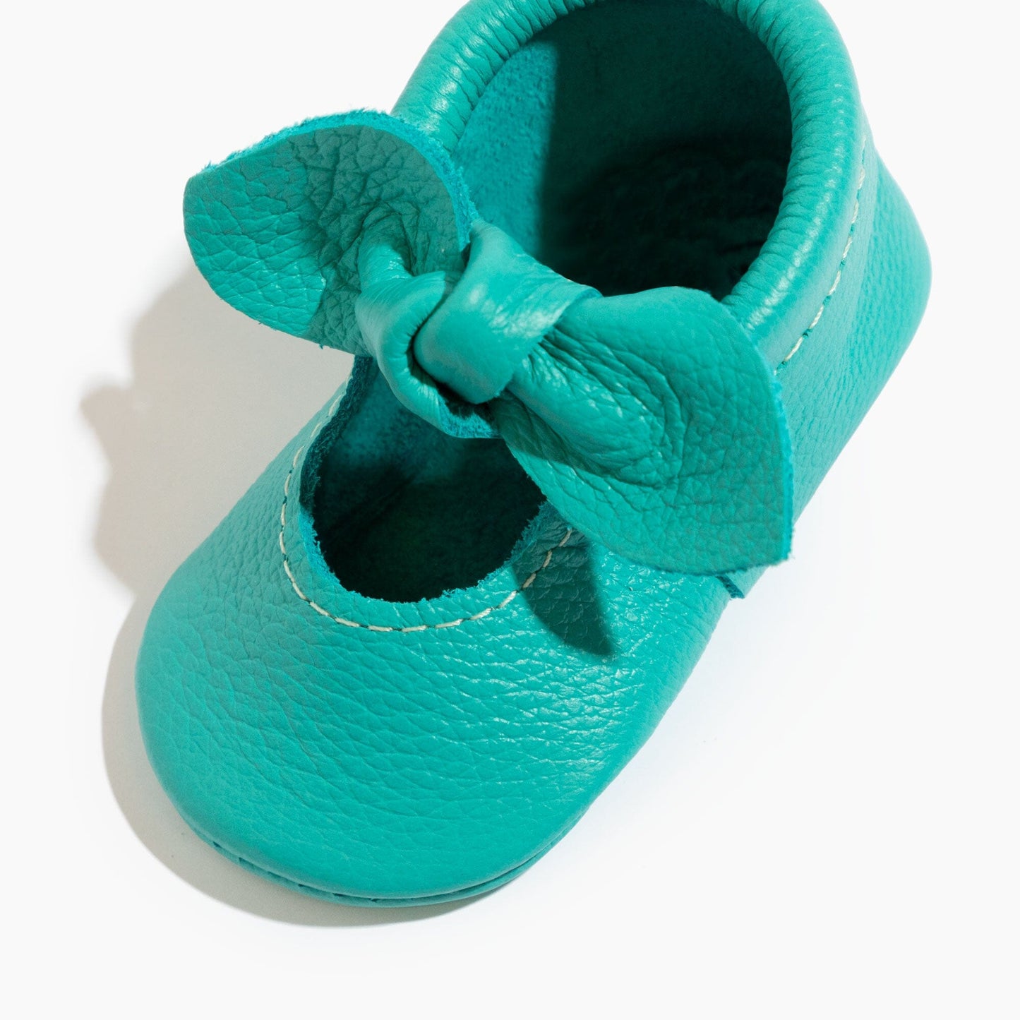 Aqua Knotted Bow Baby Shoe Knotted Bow Mocc Soft Sole
