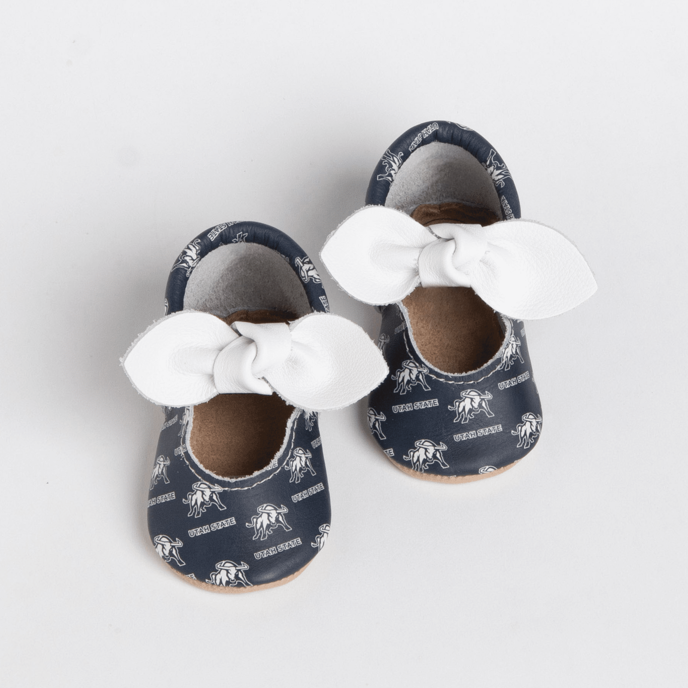 Utah State University® Knotted Bow Baby Shoes Knotted Bow Mocc Soft Sole