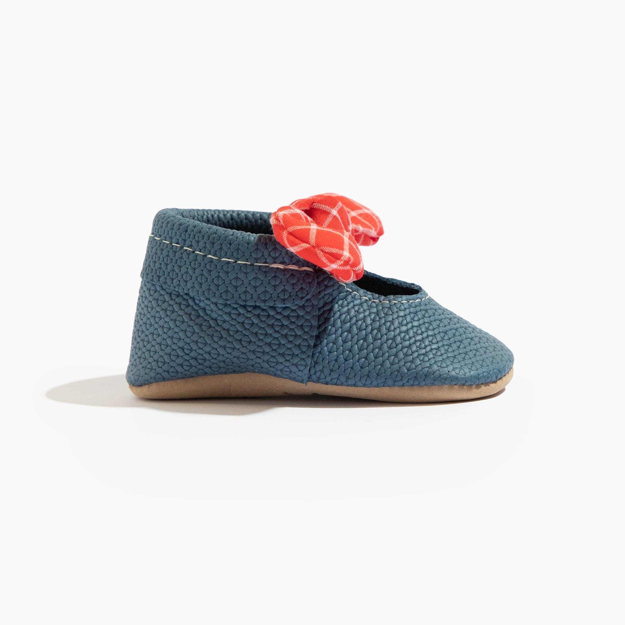 Blue Jean Knotted Bow Baby Shoe Knotted Bow Mocc Soft Sole