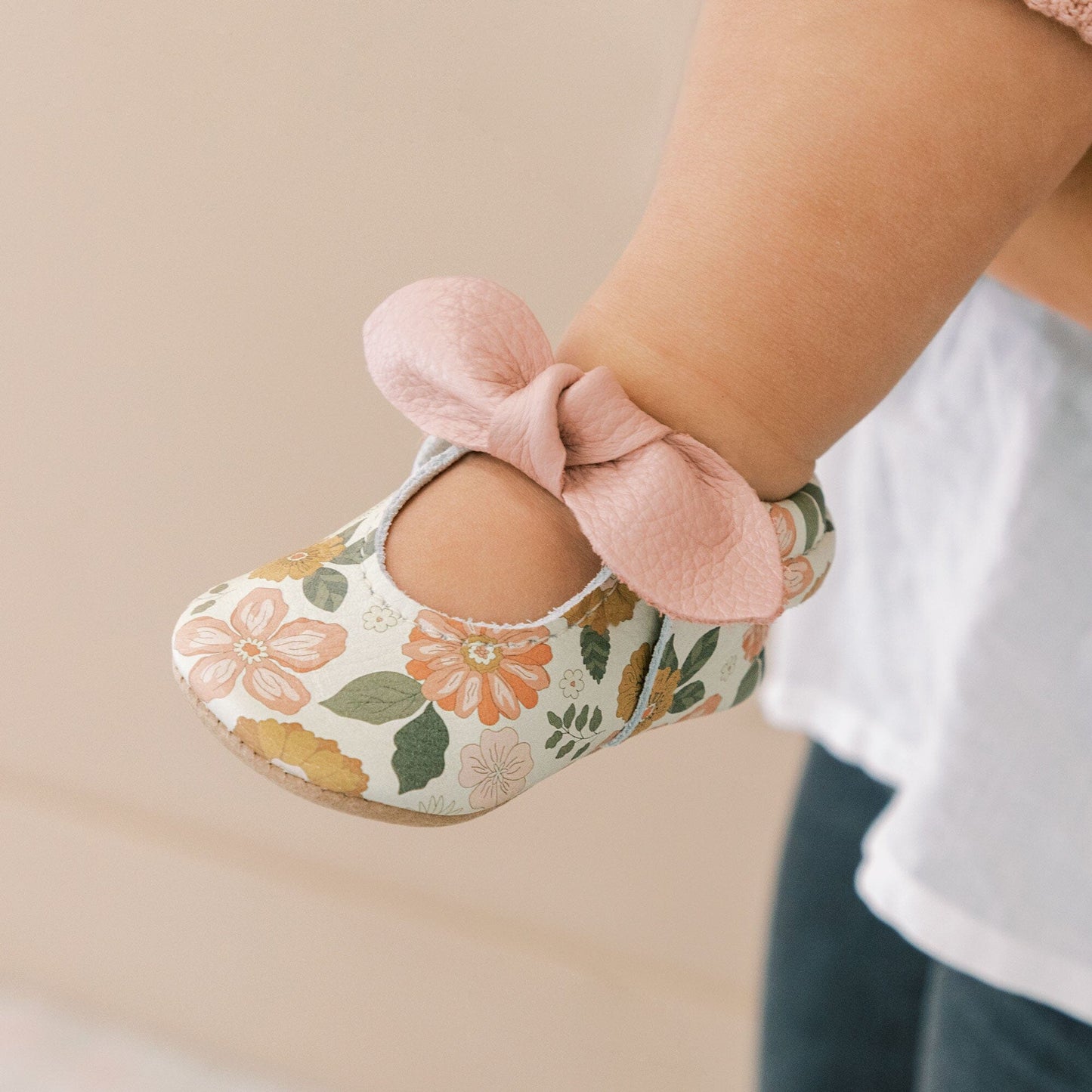 Boho Blossom Knotted Bow Baby Shoe Knotted Bow Mocc Soft Sole
