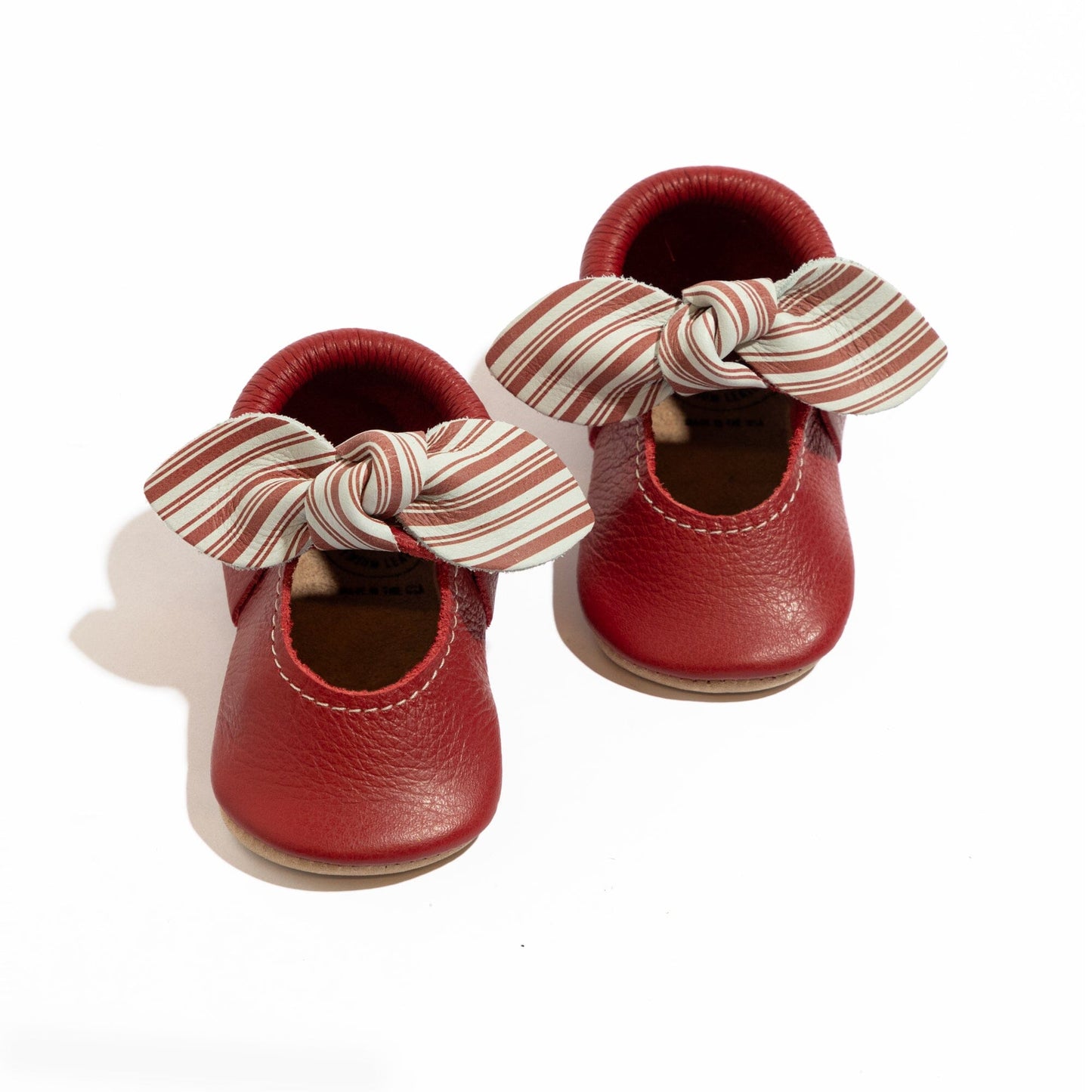 Candy Cane Lane Knotted Bow Baby Shoe Knotted Bow Mocc Soft Sole