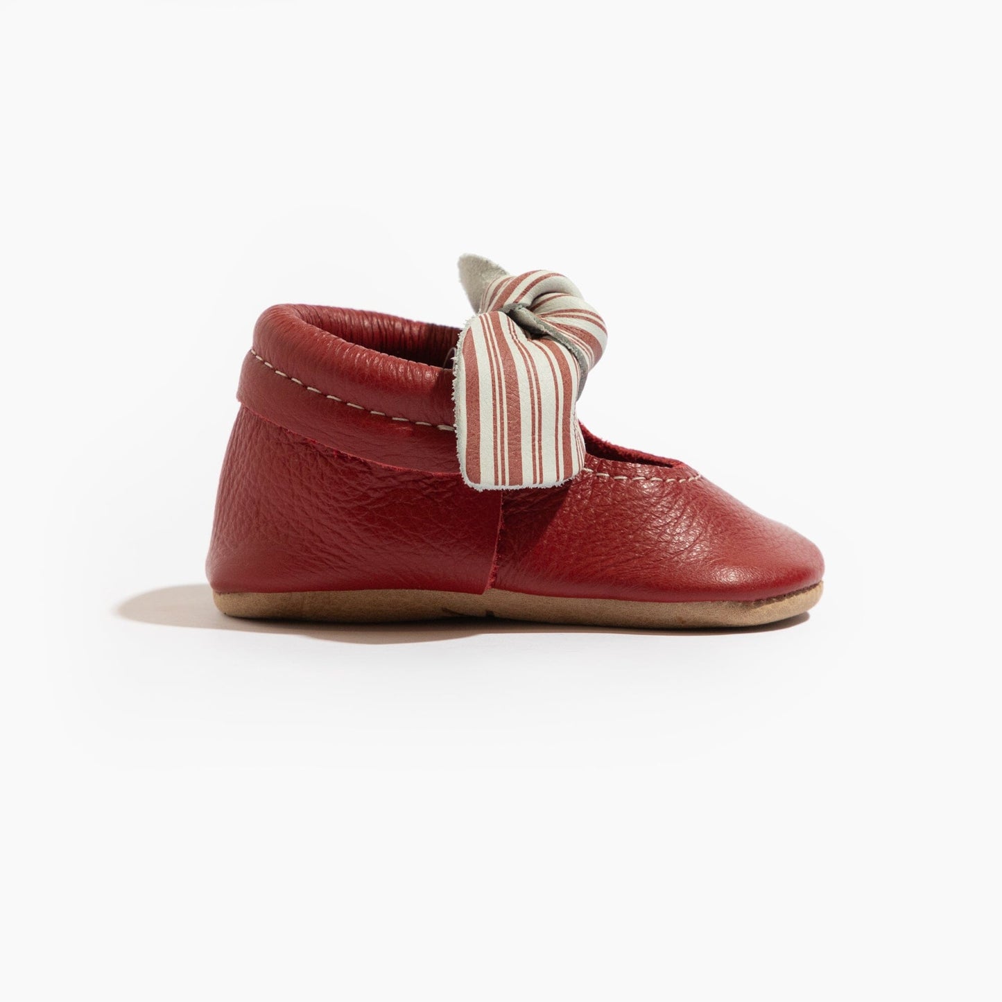 Candy Cane Lane Knotted Bow Baby Shoe Knotted Bow Mocc Soft Sole