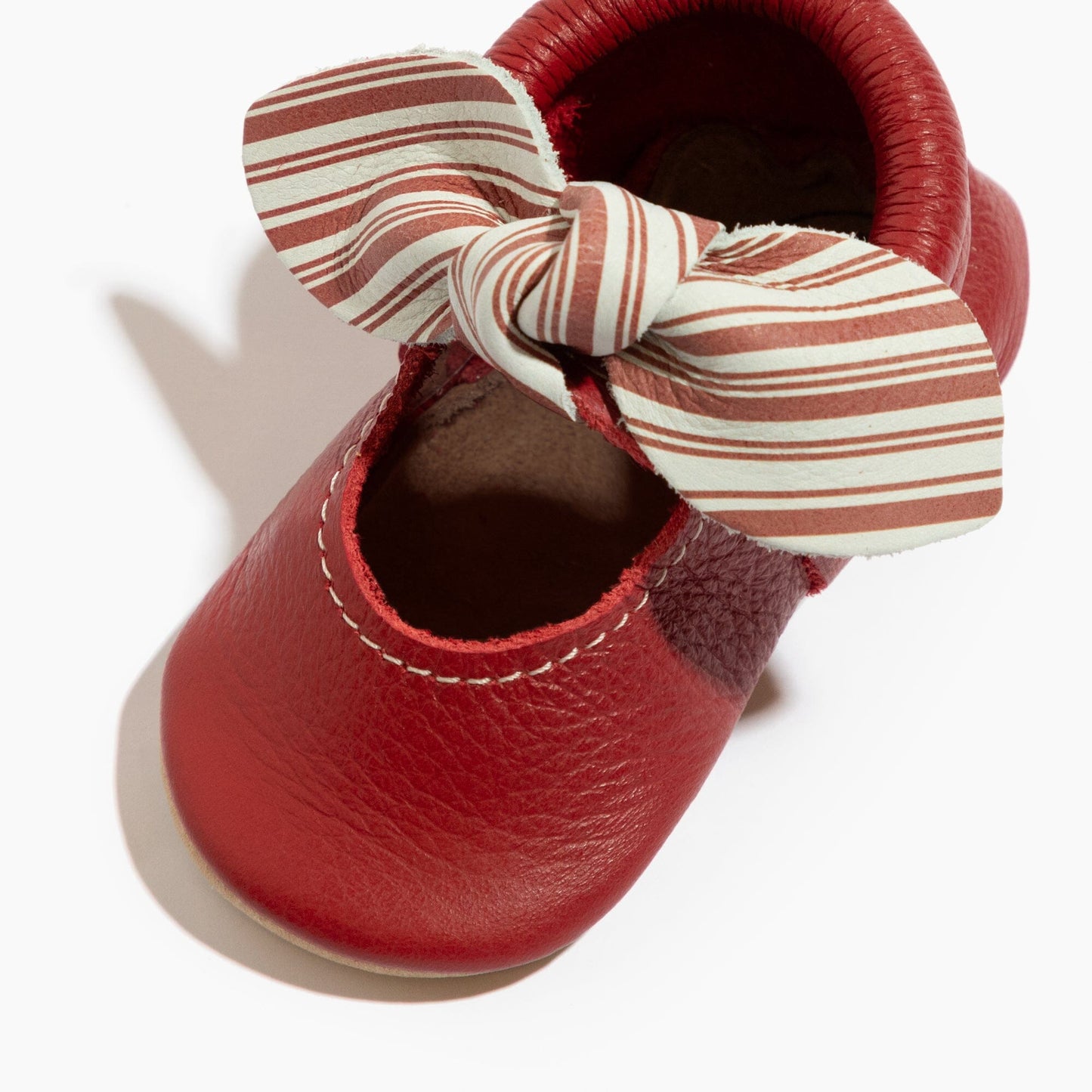 Candy Cane Lane Knotted Bow Baby Shoe Knotted Bow Mocc Soft Sole