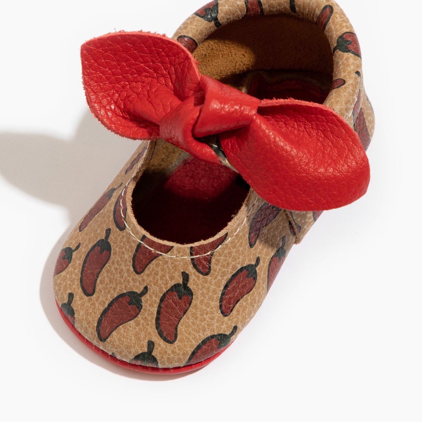 Chili Pepper Knotted Bow Mocc Moccasin Soft Sole