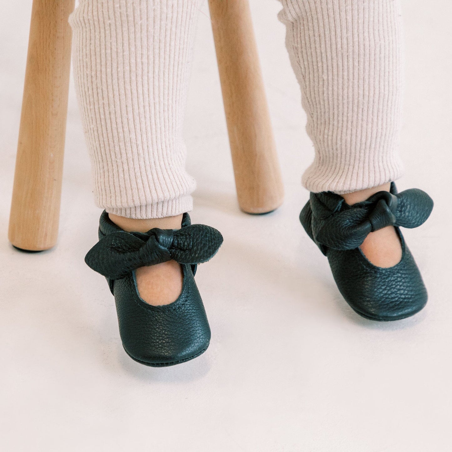 Ebony Knotted Bow Baby Shoe Knotted Bow Mocc Soft Sole