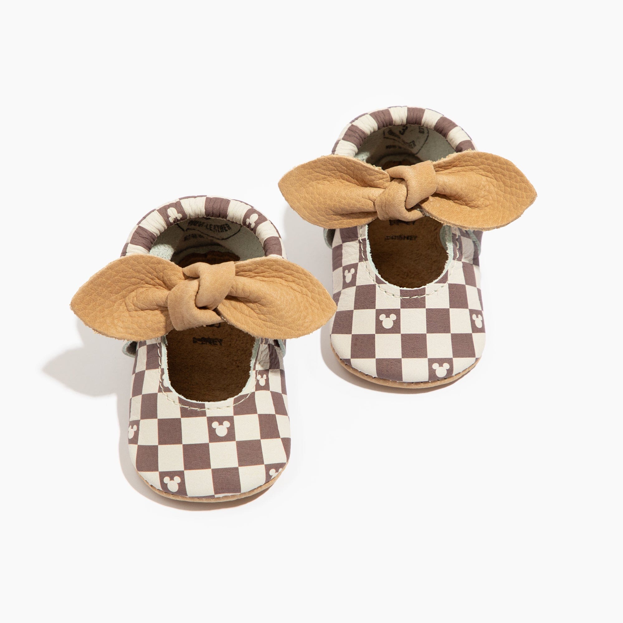 Disney Mocha Mickey Mouse Knotted Bow Baby Shoe Knotted Bow Mocc Soft Sole