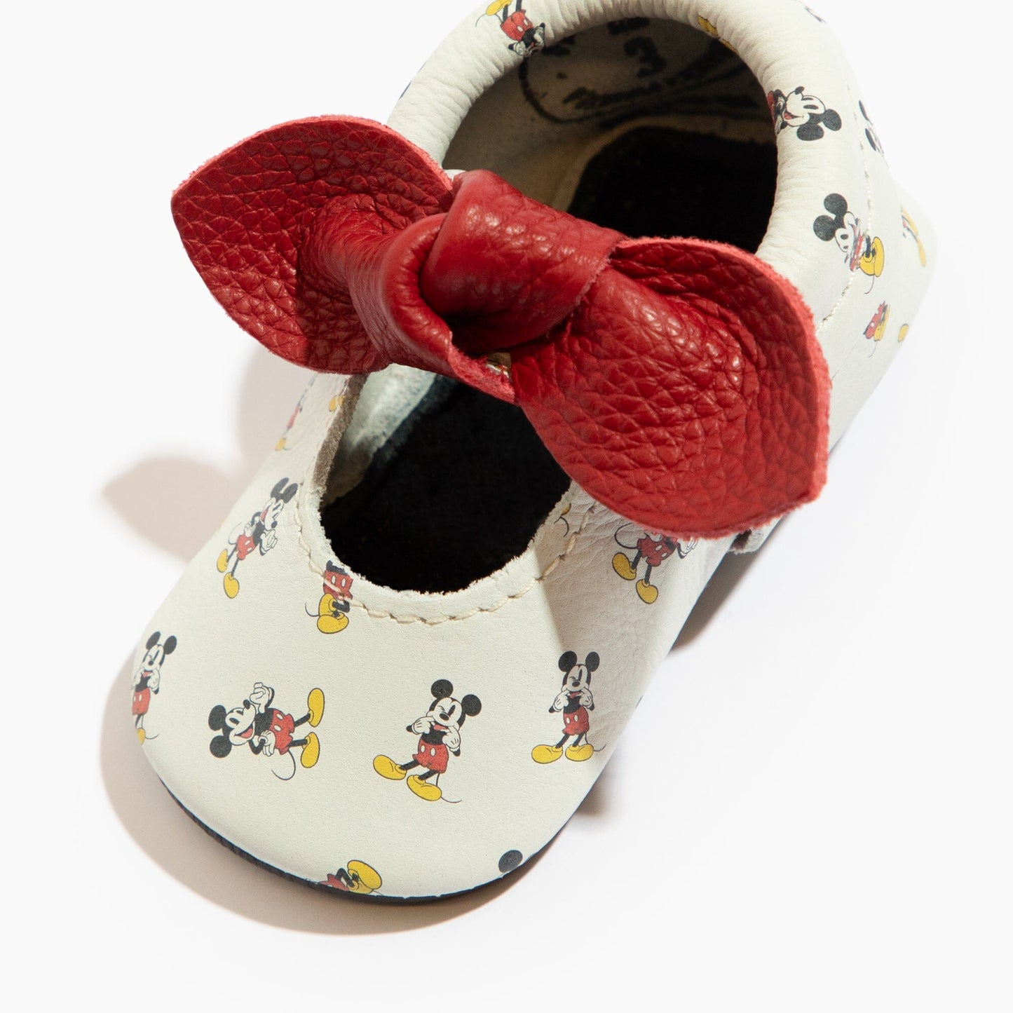 Disney Retro Mickey Mouse Knotted Bow Baby Shoe Knotted Bow Mocc Soft Sole