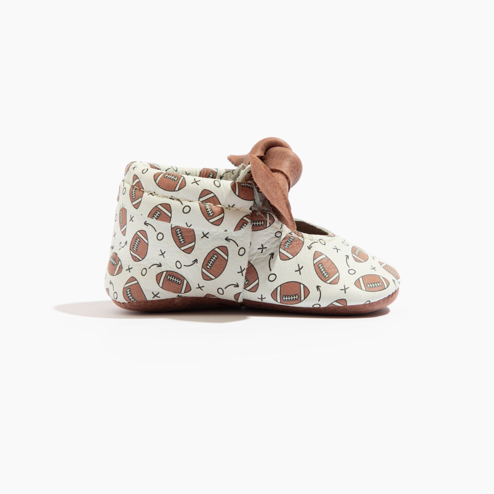 (Coming Soon) First Down Knotted Bow Baby Shoe Bow Mocc Soft Sole