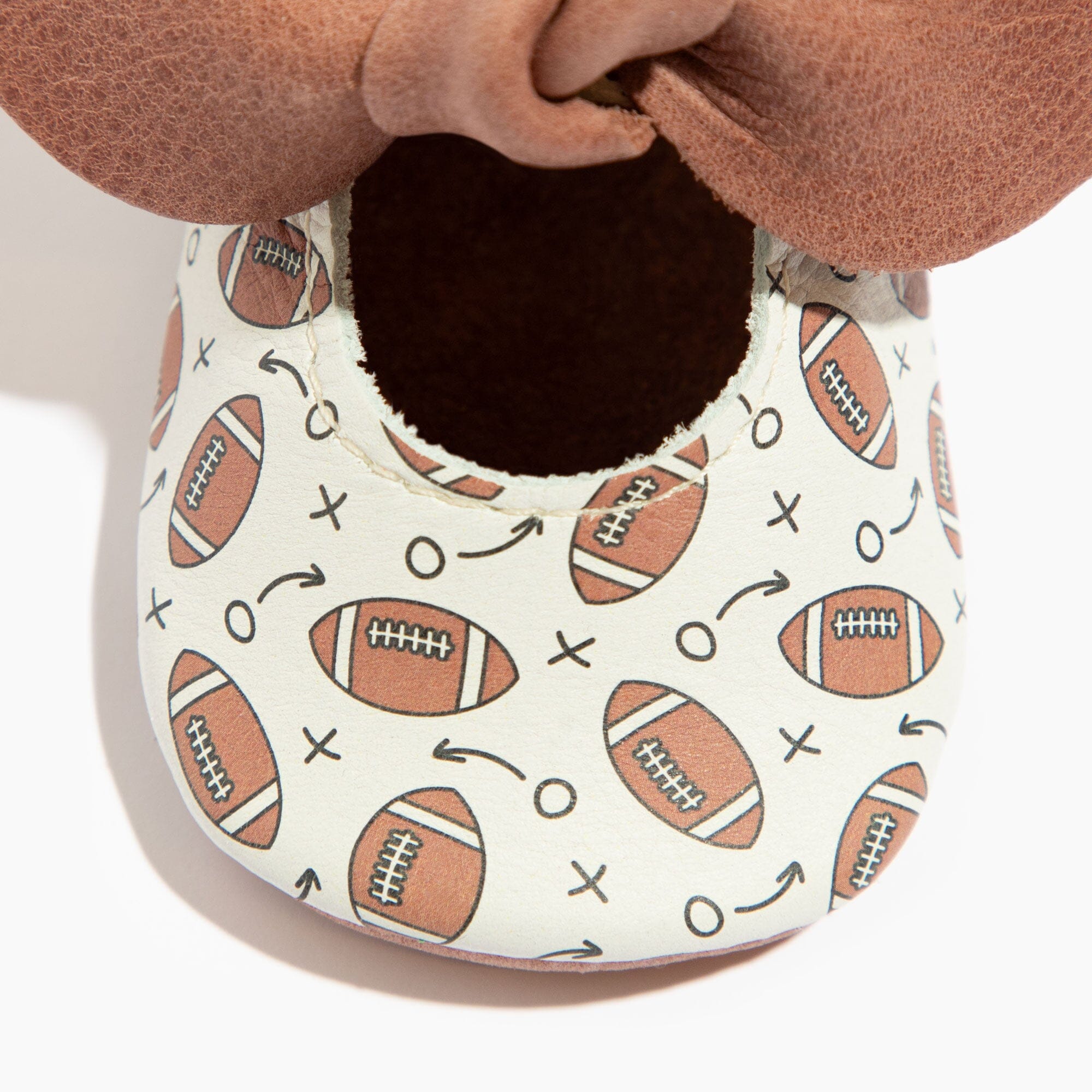 (Coming Soon) First Down Knotted Bow Baby Shoe Bow Mocc Soft Sole