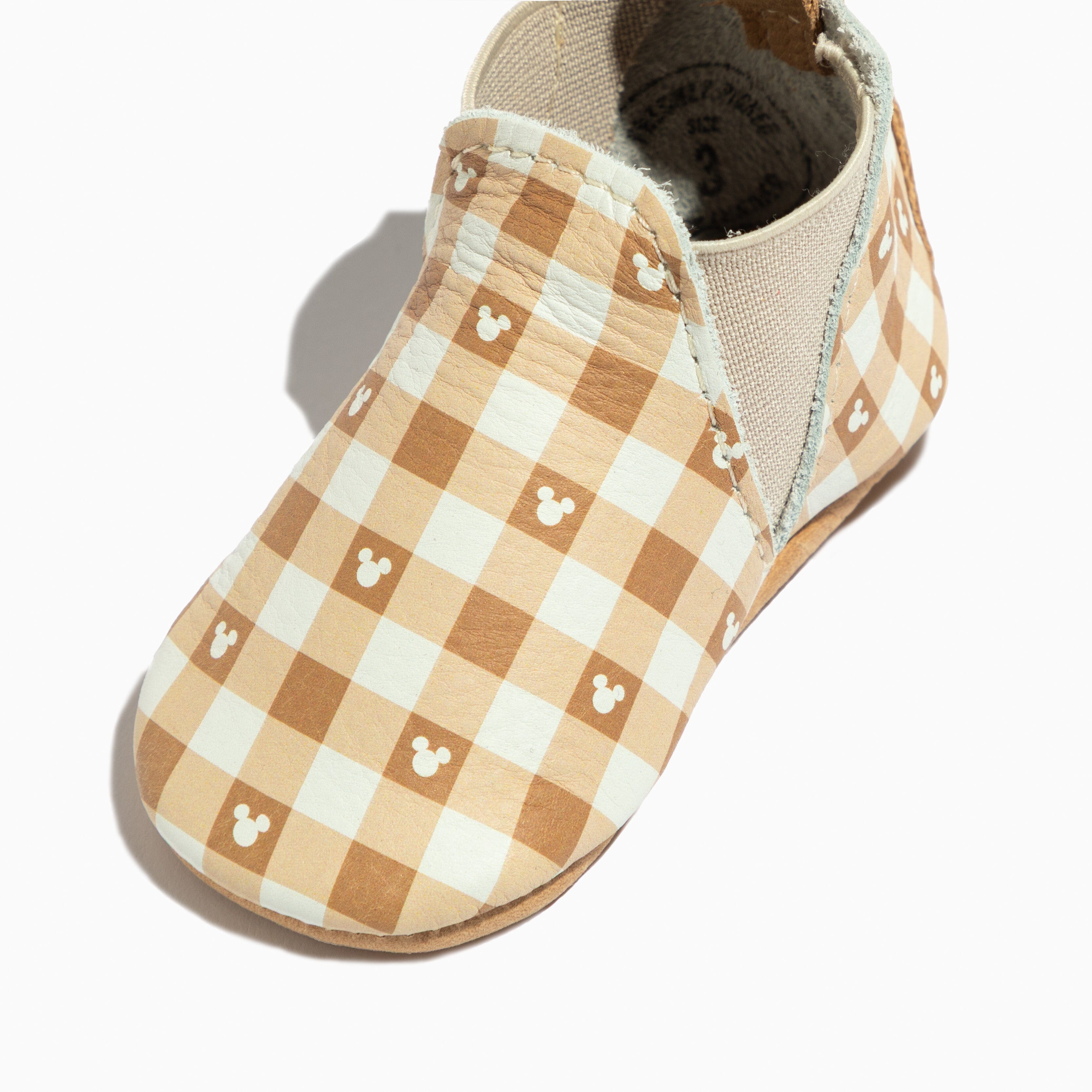 Disney Gingham Mickey Mouse Chelsea Boot Baby Shoe Chelsea Boot Soft Sole