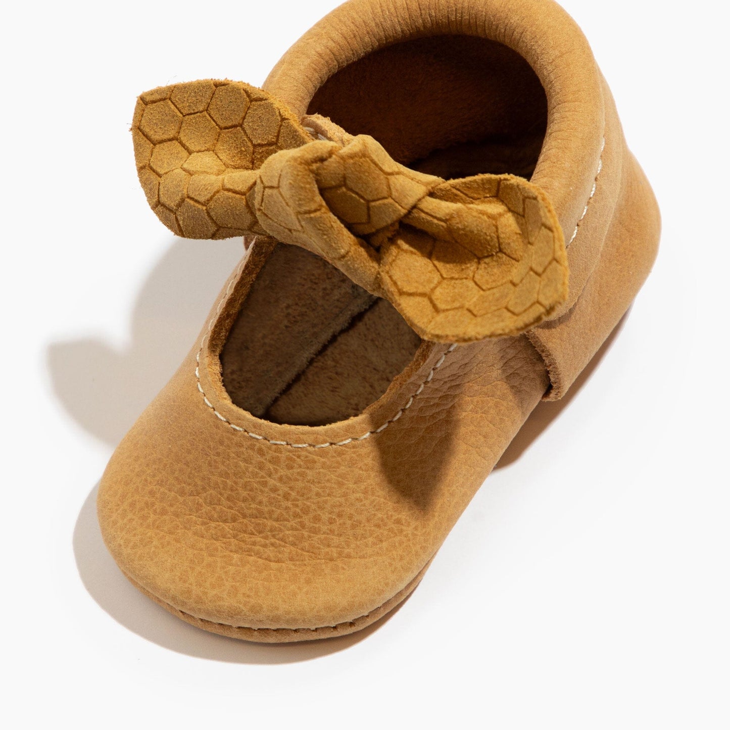 Honeycomb Knotted Bow Baby Shoe Knotted Bow Mocc Soft Sole