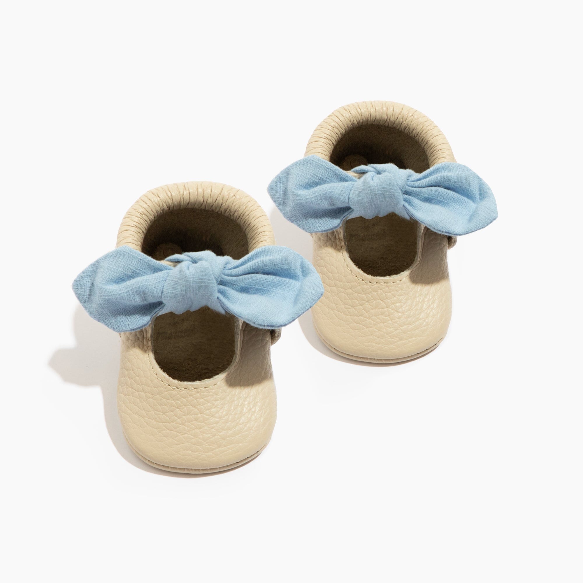 Linen Periwinkle Knotted Bow Baby Shoe Knotted Bow Mocc Soft Sole