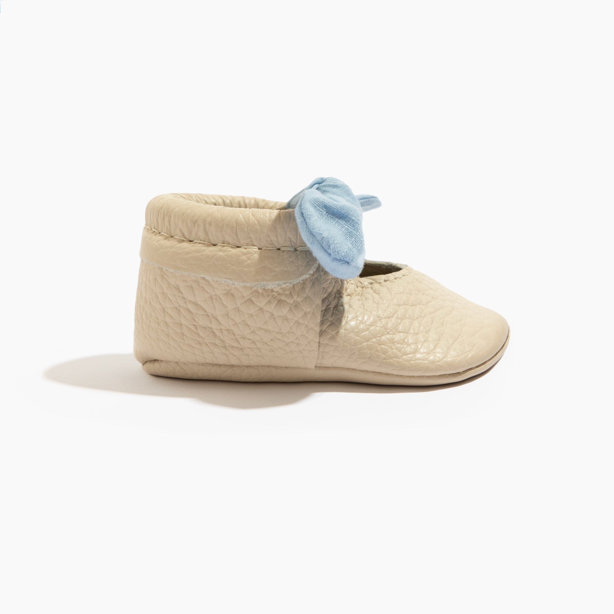 Linen Periwinkle Knotted Bow Baby Shoe Knotted Bow Mocc Soft Sole