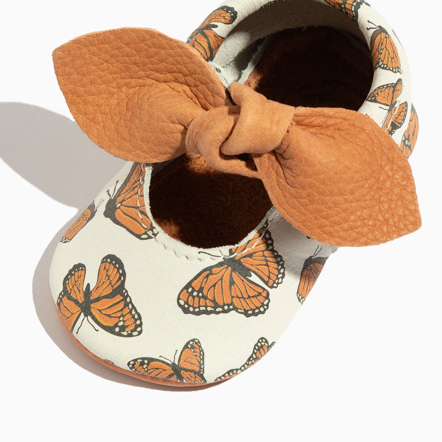 Monarch Butterfly Knotted Bow Baby Shoe Knotted Bow Mocc Soft Sole