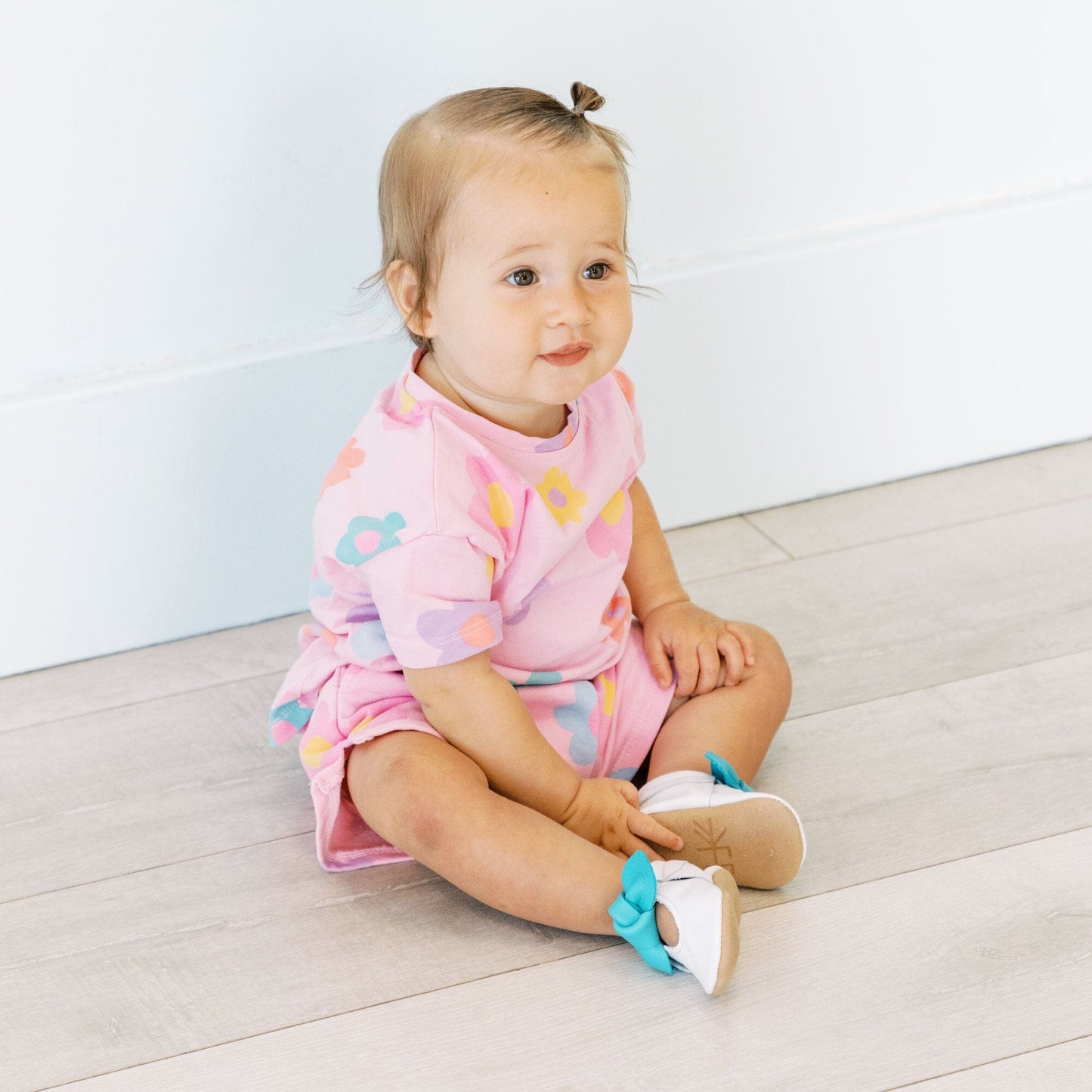 Taffy Aqua Knotted Bow Baby Shoe Knotted Bow Mocc Soft Sole