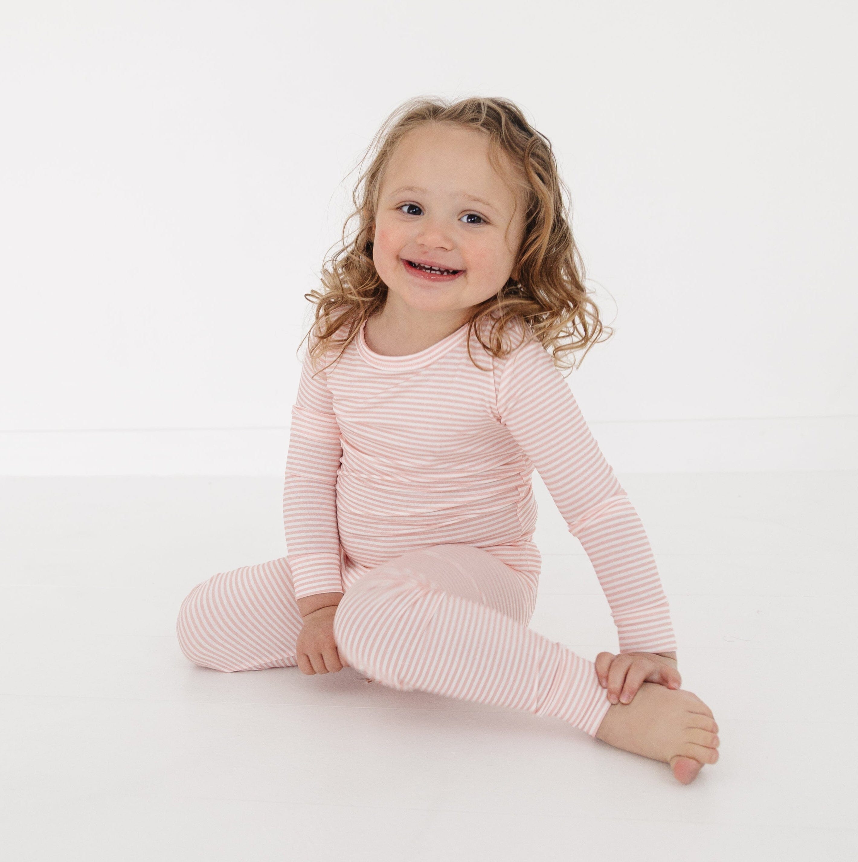 Peony Stripe Bamboo Toddler Pajama Set Motette