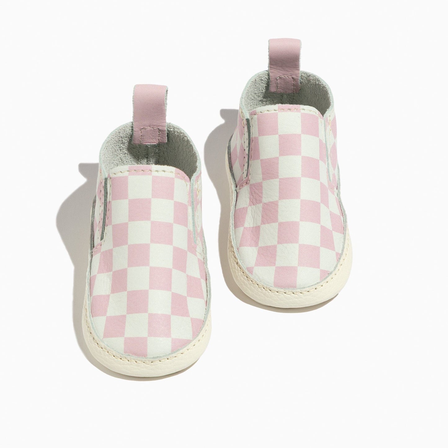 Petal Pink Check Slip On Baby Shoe Slip On Soft Sole