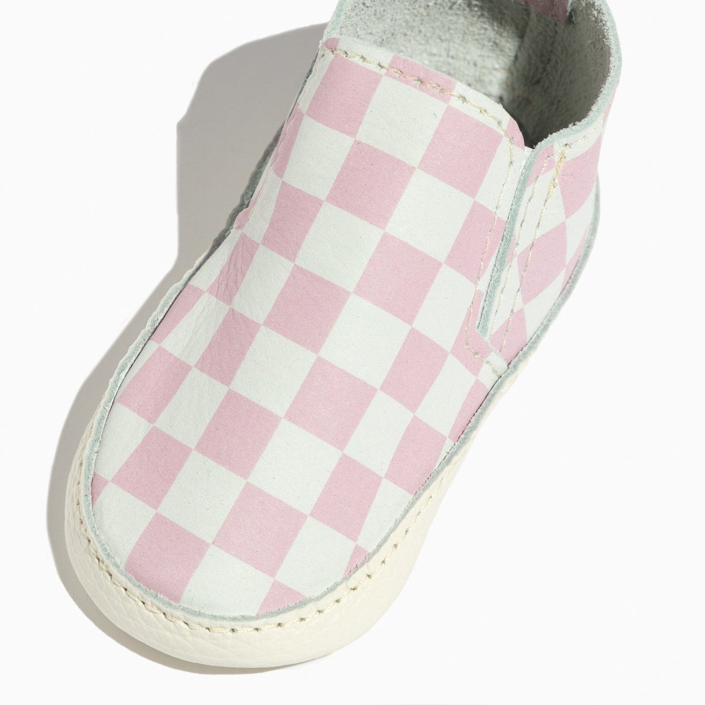 Petal Pink Check Slip On Baby Shoe Slip On Soft Sole