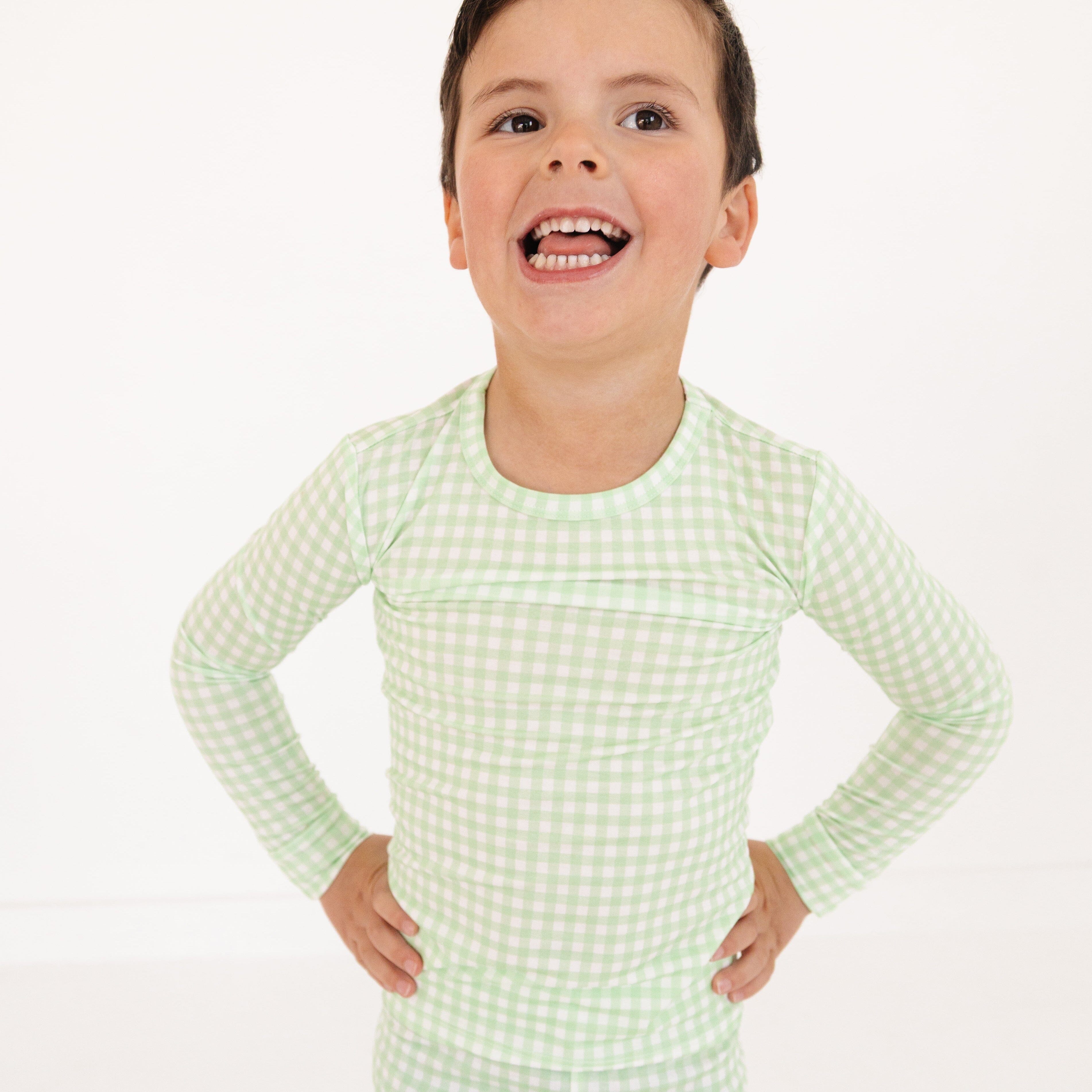 Pistachio Gingham Bamboo Toddler Pajama Set Motette