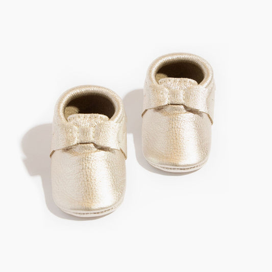 Platinum Bow Baby Shoe Bow Mocc Soft Sole 