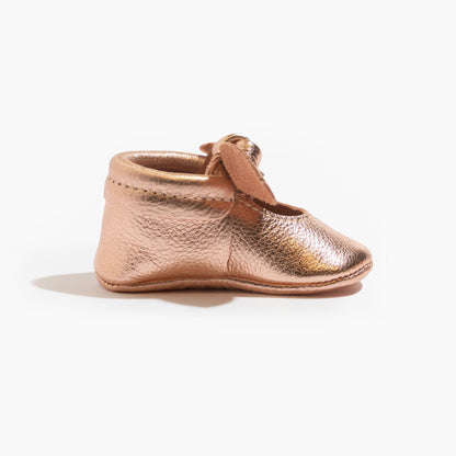 Rose Gold Knotted Bow Baby Shoe Knotted Bow Mocc Soft Sole 