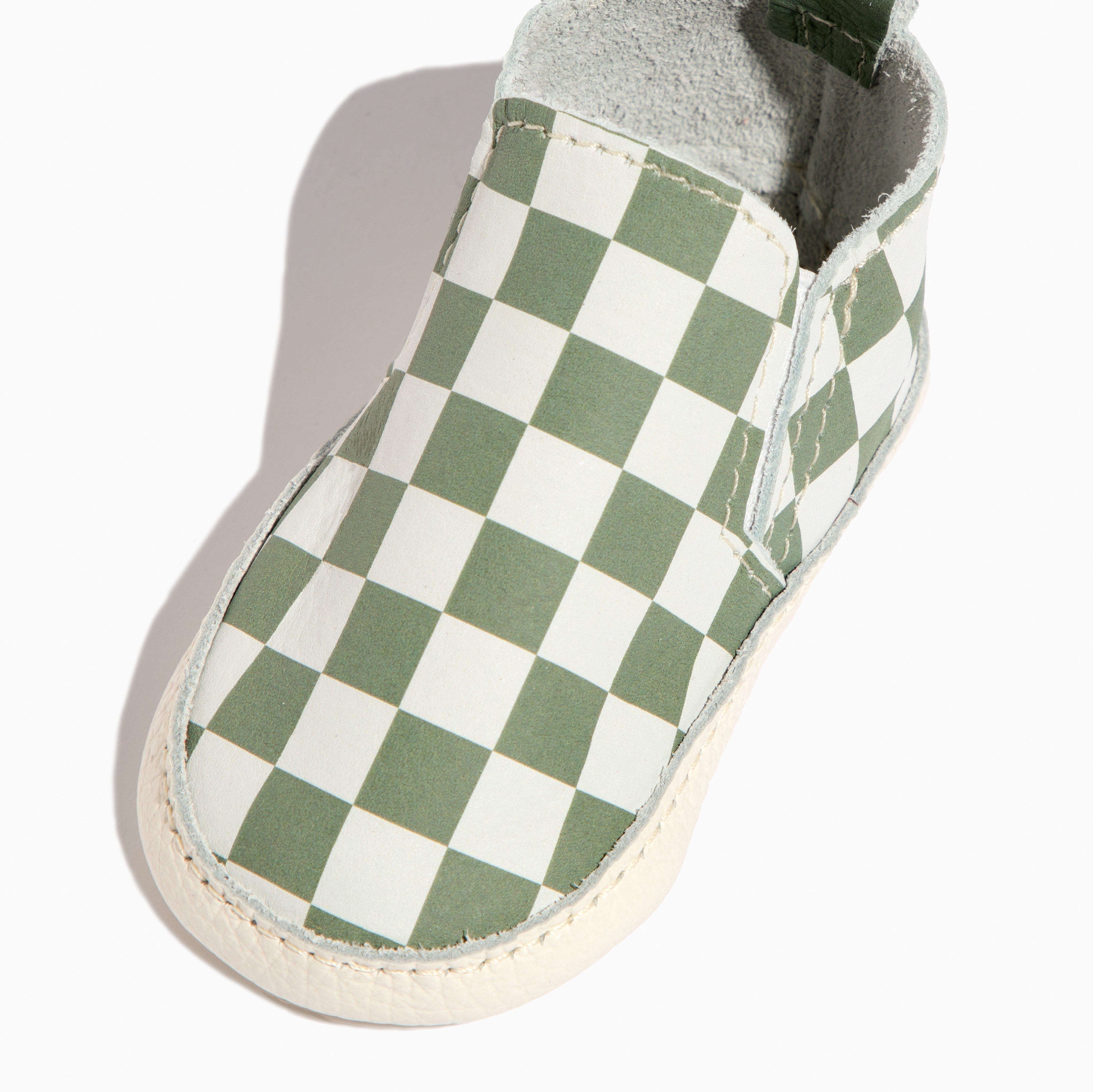 Sage Check Slip On Baby Shoe Slip On Soft Sole