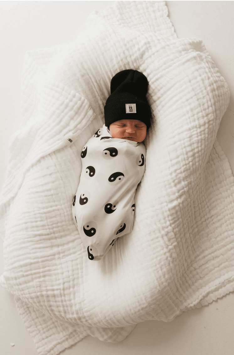 Bamboo Swaddle | Black & White Yin Yang blanket forever french baby