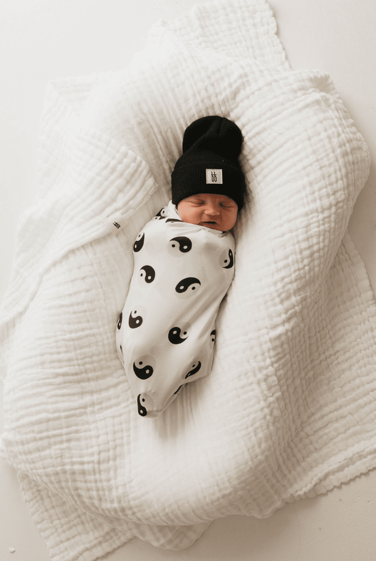 Bamboo Swaddle | Black & White Yin Yang blanket forever french baby