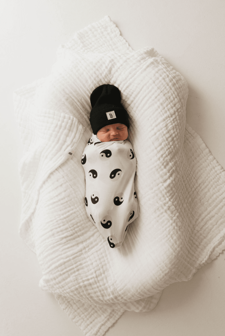 Bamboo Swaddle | Black & White Yin Yang blanket forever french baby
