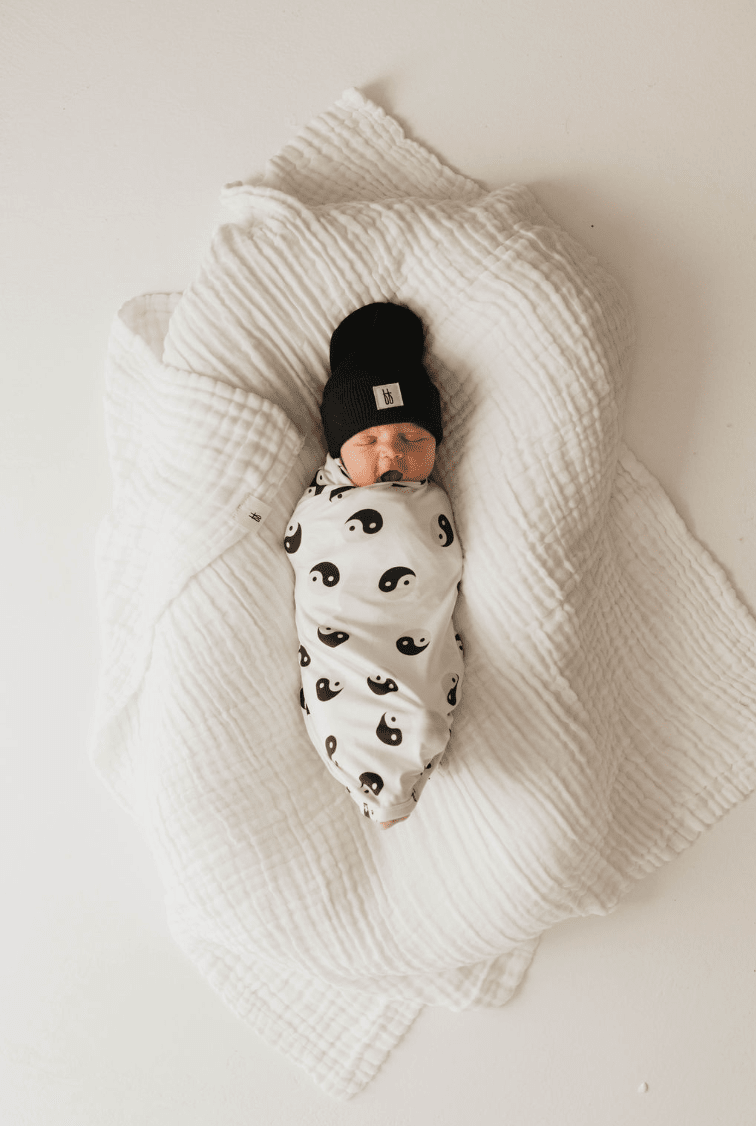Bamboo Swaddle | Black & White Yin Yang blanket forever french baby