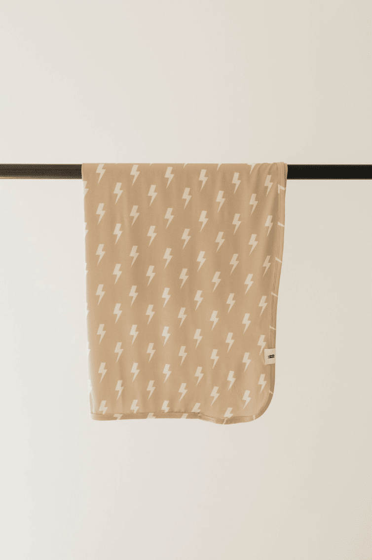 Bamboo Swaddle | Tan & Cream Lightning Bolt blanket forever french baby