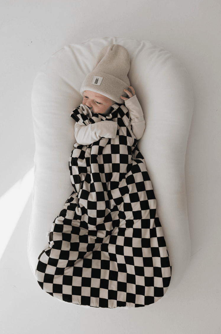 Bamboo Sleep Sack | Black Checkerboard sleep sack forever french baby 0-6 Months 0.5 TOG