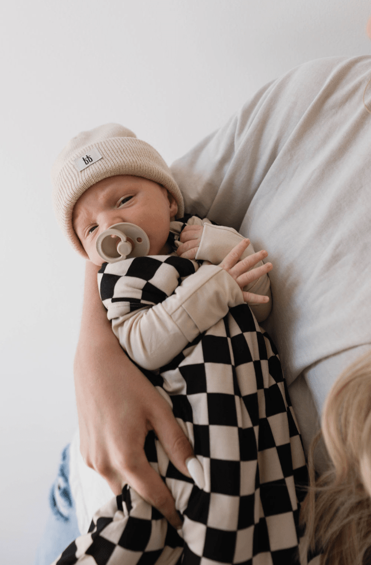 Bamboo Sleep Sack | Black Checkerboard sleep sack forever french baby