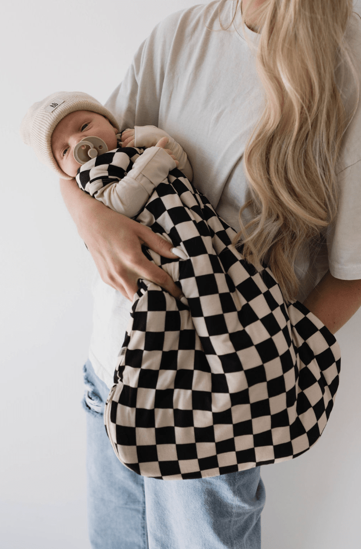 Bamboo Sleep Sack | Black Checkerboard sleep sack forever french baby