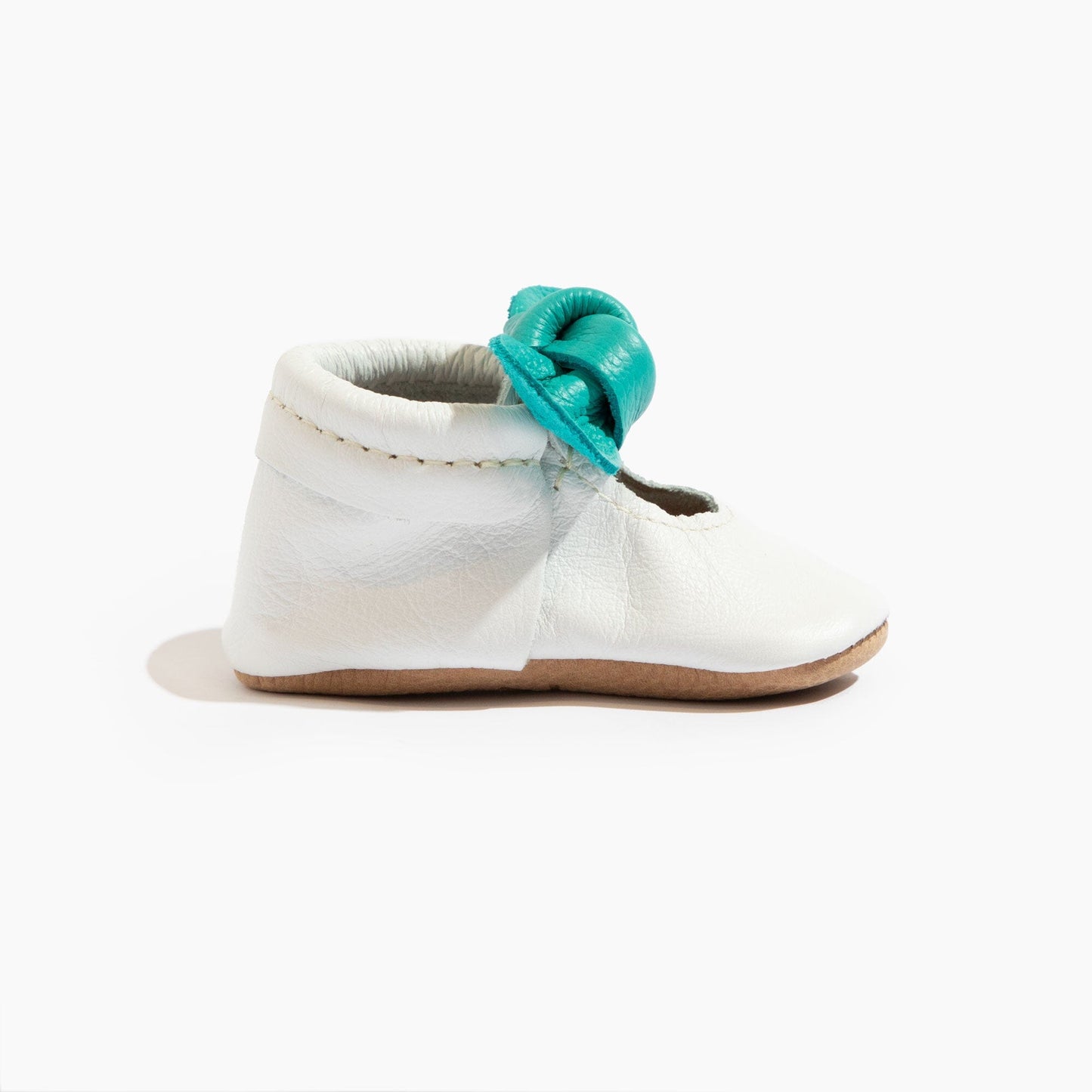 Taffy Aqua Knotted Bow Baby Shoe Knotted Bow Mocc Soft Sole
