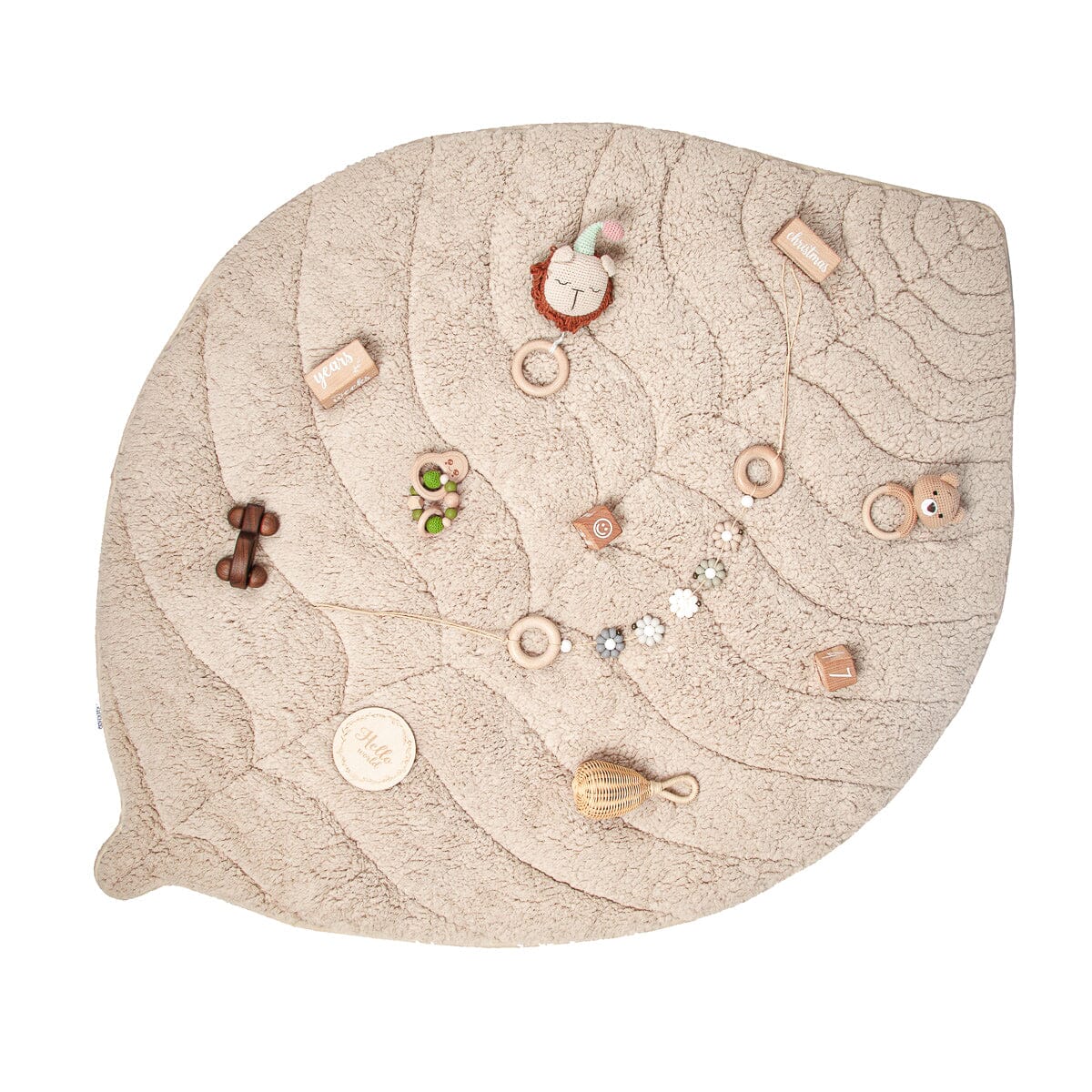 Leaf Shaped Sherpa & Cotton Baby Playmat - Ivory Jabaloo