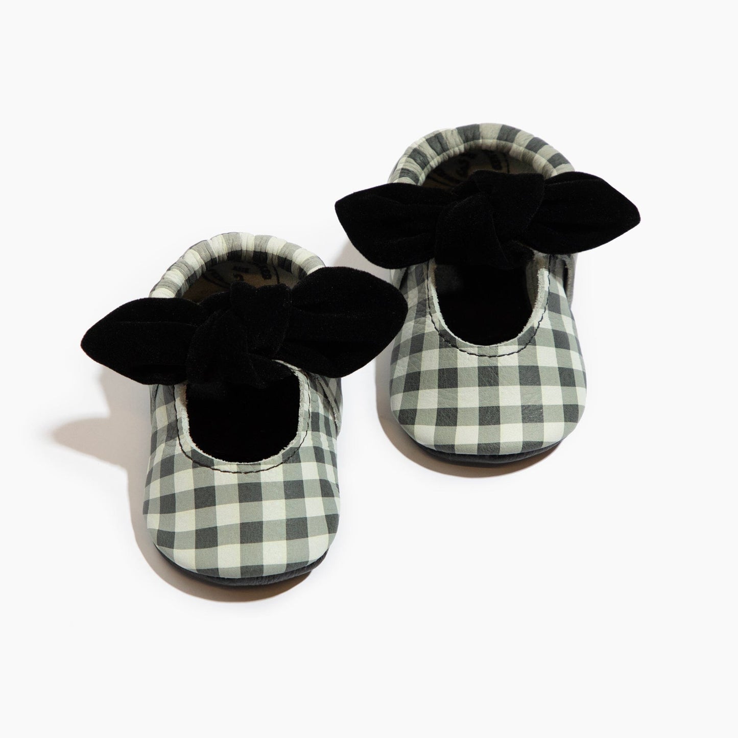 Velvet Check Knotted Bow Baby Shoe Knotted Bow Mocc Soft Sole