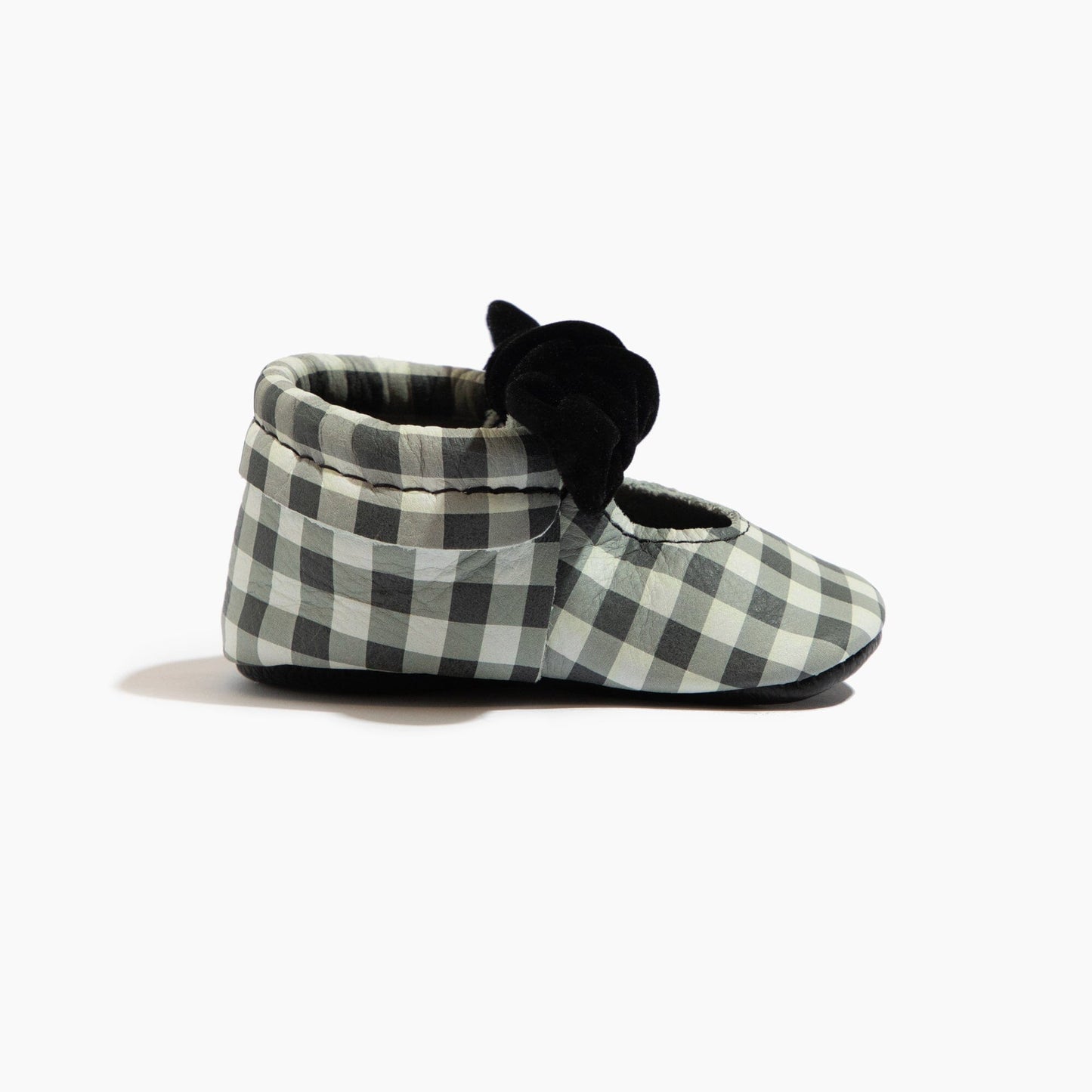 Velvet Check Knotted Bow Baby Shoe Knotted Bow Mocc Soft Sole