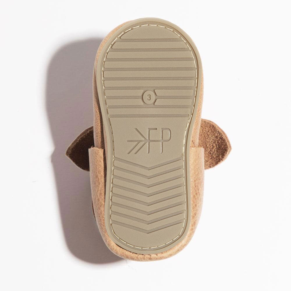 Weathered Brown Knotted Bow Baby Shoe Knotted Bow Mocc Soft Sole