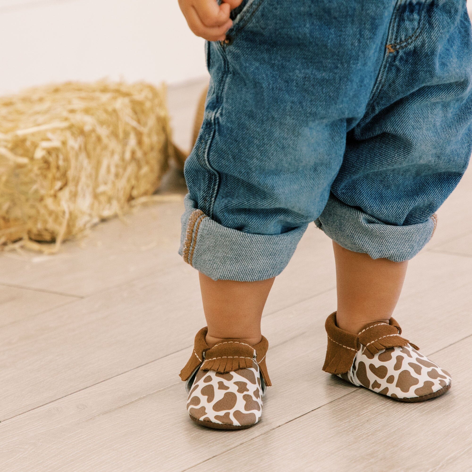 Suede Cow Print Moccasin Baby Shoe Moccasin Soft Sole